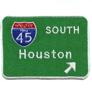 Houston 45 South Interstate Patch Freeway Sign Texas Embroidered Iron on - Picture 1 of 2