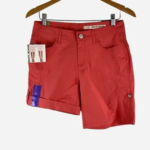 DKNY Jeans Roll Tab Shorts Womens Size 4 Cotton Blend Coral Pockets NEW - Picture 1 of 16