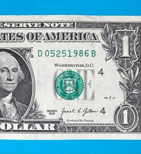 May 25, 1986 : D 05251986 B $ BIRTHDAY Note $1 One Dollar Bill - Picture 1 of 3