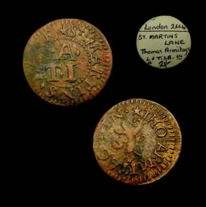 X214: 1660's 17th Century PICTORIAL Token - Armitage, St Martins Ln, London 2664 - Picture 1 of 1