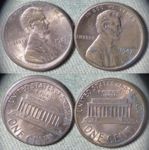 Errors : Lot 2 Coins 1987 Cent Broadstruck IREC2492 - Picture 1 of 1