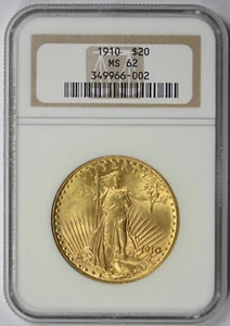 1910 Saint Gaudens Double Eagle Gold $20 MS 62 NGC - Picture 1 of 4