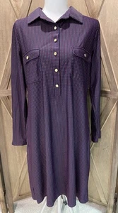 Jude Connally Sloane Shirtdress Dress Women’s Sz L Navy Dot Office Siren - Picture 1 of 18