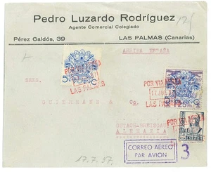 P4626 - ESPAÑA, SOBRE DE LAS PALMAS A ALEMANIA 17.7.1937 - Imagen 1 de 2