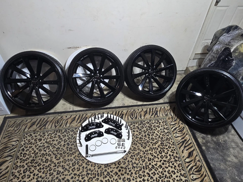 24" Black Koko Kuture Wheels With Tires And Accessories!! Great Gift!! - Image 1 of 4