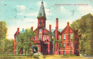 DES MOINES IA IOWA DRAKE UNIVERSITY 1909 POSTAL VINTAGE 071325 U - Imagen 1 de 2