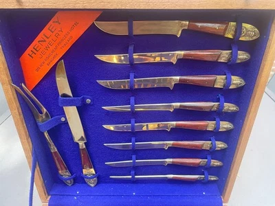 Vintage Siam Buddha Messing Besteck Set 28 Stück in Holz Box - Bild 1 von 4