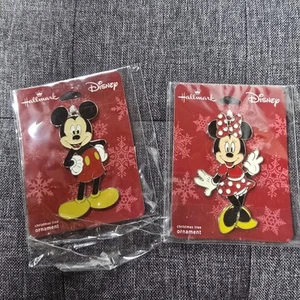 Hallmark Disney Mickey and Minnie Flat Christmas Ornaments - New - Picture 1 of 3