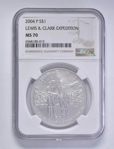 MS70 2004-P Commemorative Silver $1 Lewis and Clark NGC Brown Lbl *2100 - Picture 1 of 5