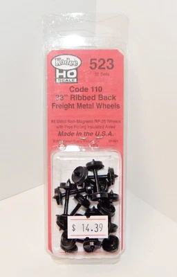 Kadee HO #523 Code 110 33" Ribbed Back Freight Metal Wheels (12) NEW - Image 1 of 2