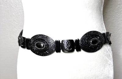 Chicos Chain Adjustable Belt Hook Buckle Black Adjustable 41" M L - Image 1 of 4