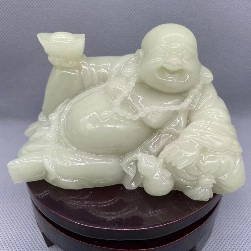 Pedra Brilhante Maitreya Buda Fortuna Mármore Branco Decoração para Casa Presente - Imagem 1 de 4