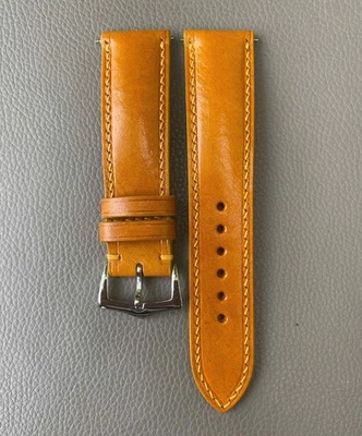 Correa de reloj amarilla genuina de piel de vaca Si1415 16 17 18 19 20 21 22 23 24 25 26 Foto 1 de 4