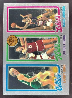 1996-97 Topps Finest Reprints #22 Larry Bird Julius Erving Magic Johnson - Image 1 of 2