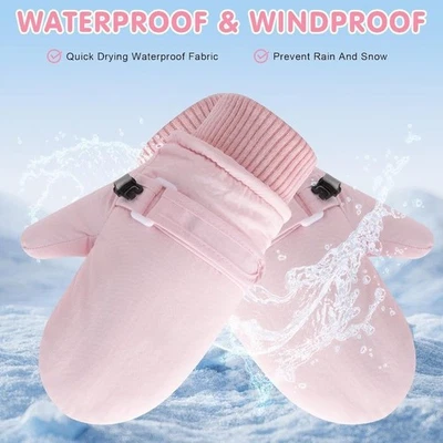 UNBRAND Kids Warm Gloves Winter Waterproof Snow Mittens Warm Lined Gloves for Girls Boys