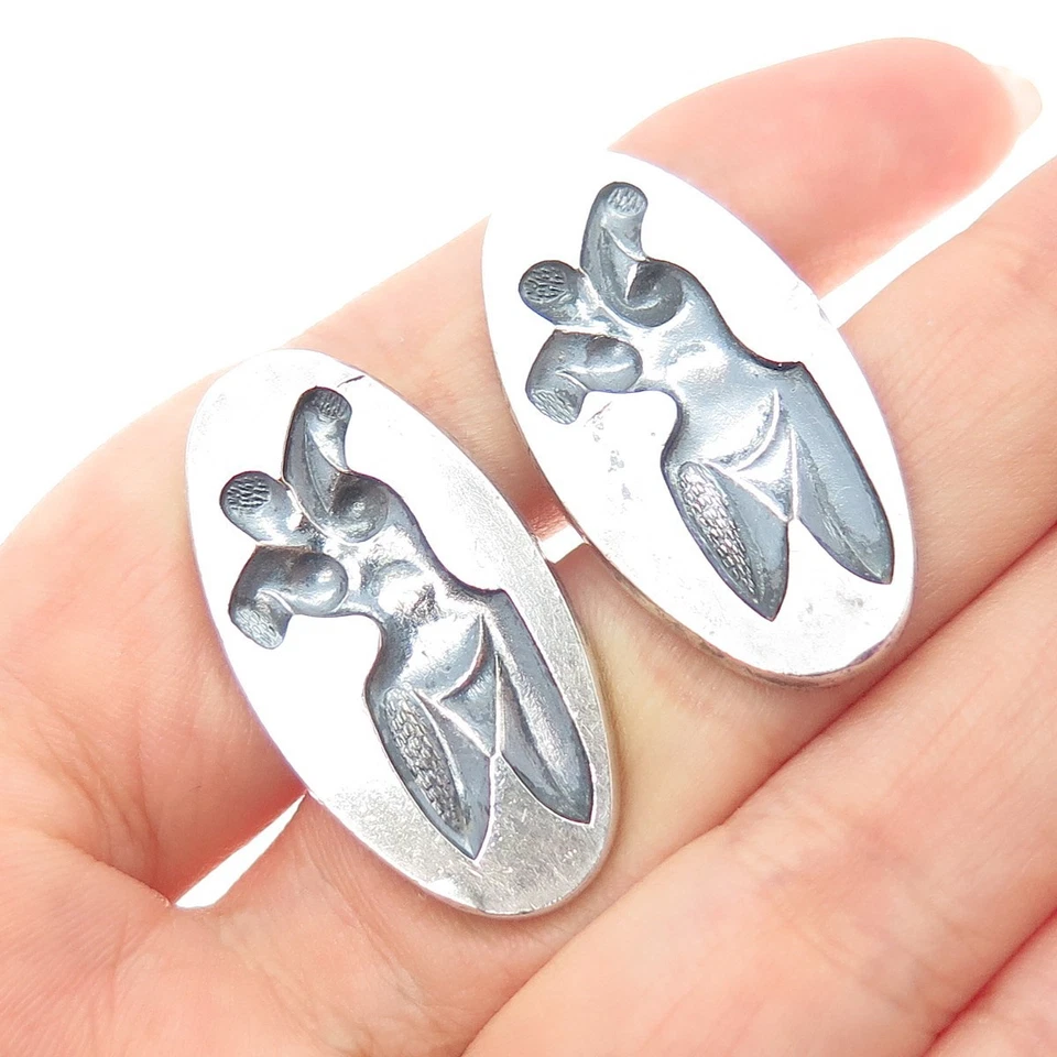 Gemelos DUNHILL 925 Plata de Ley Vintage Venus de Milo Silueta Oxidados Foto 1 de 4