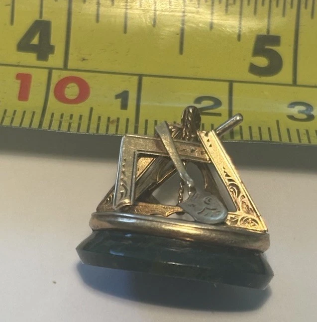 Rare Victorian Masonic Seal/Watch Fob. Gold On Moonstone Mount. 18mm Wide - Image 1 of 4