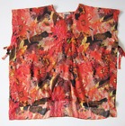 Masai Red Orange Black Yellow Floral Sheer Lightweight Beach Cover Up Blouse Xl