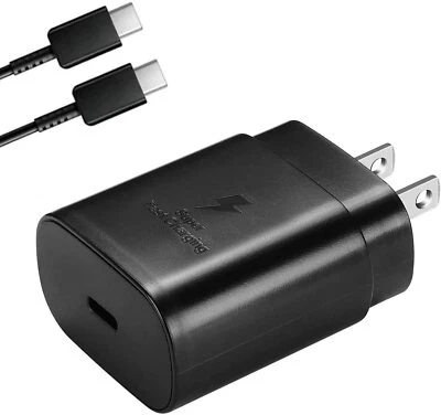Cargador de Pared Súper Rápido 25w Tipo USB-C + 3FT Cable Samsung Galaxy S21 S22 S23 s24 Foto 1 de 4