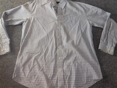 Camisa masculina Nautica 16 azul xadrez clássica ajuste botão para baixo casual - Imagem 1 de 4