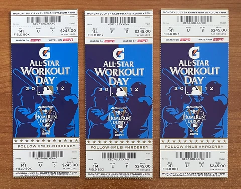 LOT of 3 - FIELDER v BAUTISTA 2012 MLB ALL-STAR GAME HOMERUN DERBY FULL TICKETS Cover