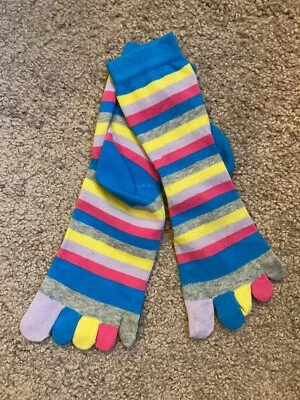 Серый розовый синий носок носки середины икры новый без ЯРЛЫКОВ в полоску цветной весело милый удобный - Изображение 1 из 4