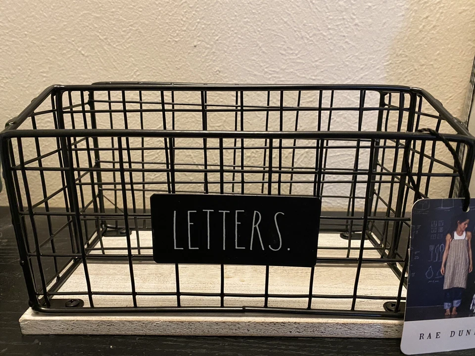 NEW Rae Dunn Metal & Wood Farmhouse Desk Mail Organizer ~ "Letters" - Image 1 of 4