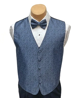 Men's Andrew Fezza Celebration Desert Blue Tuxedo Vest & Bow Tie Large L - Image 1 of 4