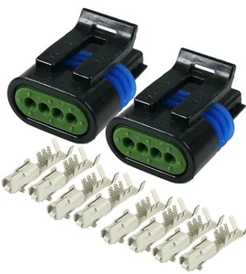 2 Set Delphi Metri-Pack 4-PIN Female 150.2 Series Connector w/16 18 GA - Picture 1 of 4