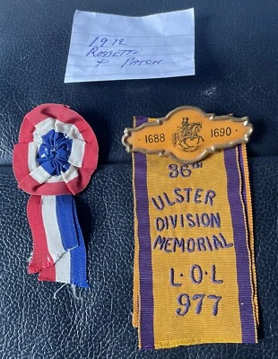 Vintage Orange Lodge Ribbon & Rosette Circa 1912 Possibly Canadian Or American - Image 1 of 2