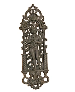 Antique Cast Iron Relief Man Smoking Pipe Wall Plaque Art Ornate Figural Heavy - Picture 1 of 6