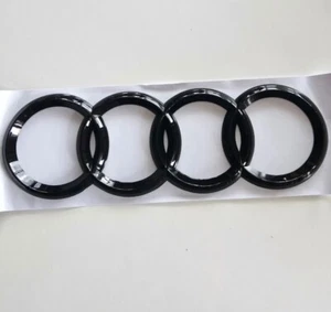 Black Gloss Rear Boot Trunk Ring Badge Emblem For Audi A3 A4 S4 A5 A6 S 192x66mm - Picture 1 of 2