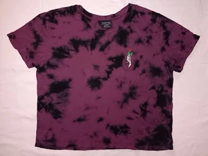 Empyre Girls Medium Black And Red Tie Dye Skeleton Hand Rose Crop Top - Picture 1 of 4