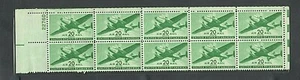 Sc # C29 ~ Plate # Block ~ 20 cent Twin Motor Transport Plane Issue (ee17) - Picture 1 of 2