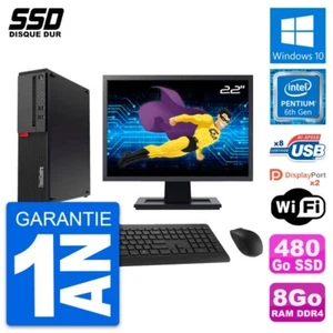 PC Lenovo M910s SFF Ecran 22" Pentium G4400 RAM 8Go SSD 480Go Windows 10 Wifi - Imagen 1 de 8
