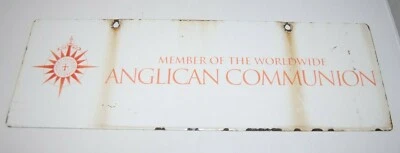 Letrero de porcelana de doble cara vintage de miembro de la Comunión Anglicana Mundial Foto 1 de 4