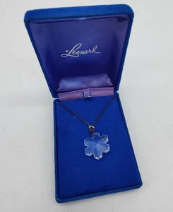 VTG LEONARD Genuine Snowflake Crystal Pendant Sterling Silver 18* Chain NIB  - Picture 1 of 5