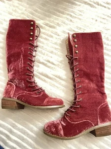 Joyfolie Girls Burgundy INDY Lace Up Boots Size 1 - Picture 1 of 4