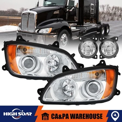 Faróis de halogênio 2 peças + 2 peças lâmpadas de neblina para Kenworth T660 T700 T470 T300 T370 - Imagem 1 de 4