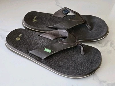 Sandalias Sanuk Beer Acogedoras Tanga Marrón Sin Cordones Chanclas Talla 10 Para Hombre’s Foto 1 de 4