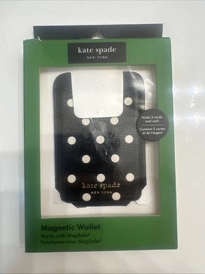 Cartera abatible magnética Kate Spade NY funciona con lunares MagSafe negro/blanco ¡NUEVA! Foto 1 de 3