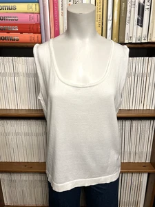 New Amina Rubinacci Ladies Top Blouse UK 18 XL Knit White Cotton Knit Stretchy - Picture 1 of 9