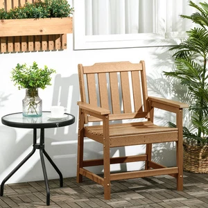 Outsunny Patio Chairs with Armrests Slatted Back Outdoor Armchair Black - Picture 1 of 11