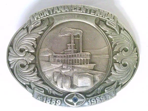 ✅  MONTANA~Centennial~1989~LE~Belt Buckle~W/ Montana Sapphire Stone~443 0f 2500 - Picture 1 of 8