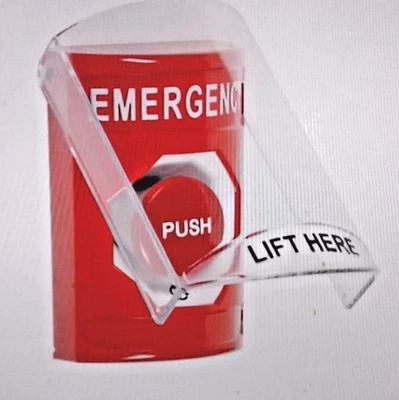 SS2025EM-EN STI Red Indoor Only Flush or Surface Momentary (Illuminated) Stopper - Image 1 of 3