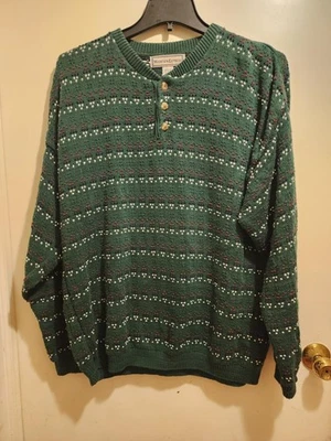 VTG Mountain Express Grandpa Chunky Knit Sweater XL 100% Cotton Made in USA - Image 1 of 4