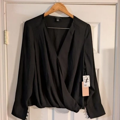 Halogen Black Wrap Blouse Chiffon - Image 1 of 4