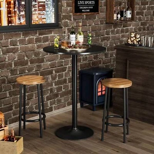 JZH7-Bistro Pub Table Round Bar Height Cocktail Table Metal Base MDF Top Obsidia - Picture 1 of 6