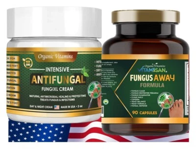 TEA TREE ANTIFUNGAL VITAMISAN Anti scabies anti fungal support cream lotion natural duo 2 with capsules 90