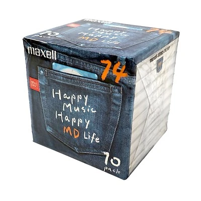 10x Maxell Happy Music Happy MD Life 74 Minute Blank MiniDiscs - New MD 10 Pack - Image 1 of 4